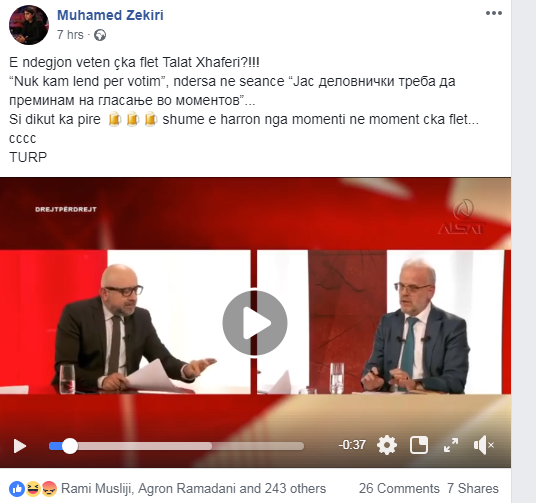 VIDEO/ Muhamed Zekiri: Talat Xhaferi pi shumë bira e harron nga momenti ne moment çka flet
